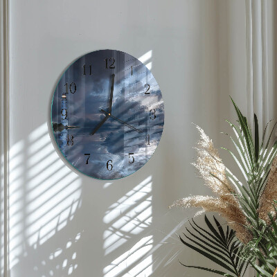 Wanduhr glas rund Leuchtturm