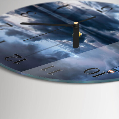 Wanduhr glas rund Leuchtturm