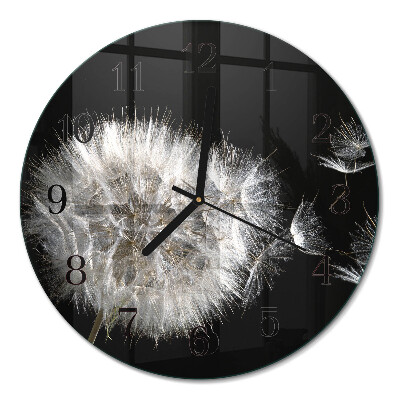 Runde wanduhr aus glas Löwenzahn