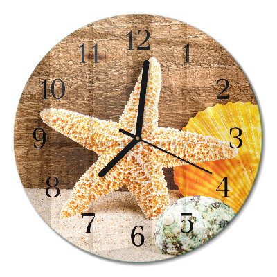 Glas wanduhr mit motiv rund Seestern