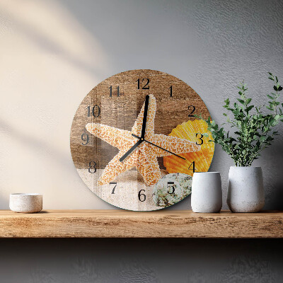 Glas wanduhr mit motiv rund Seestern