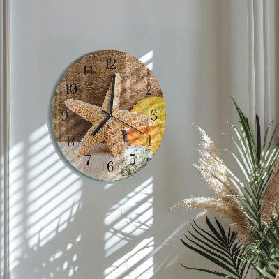 Glas wanduhr mit motiv rund Seestern