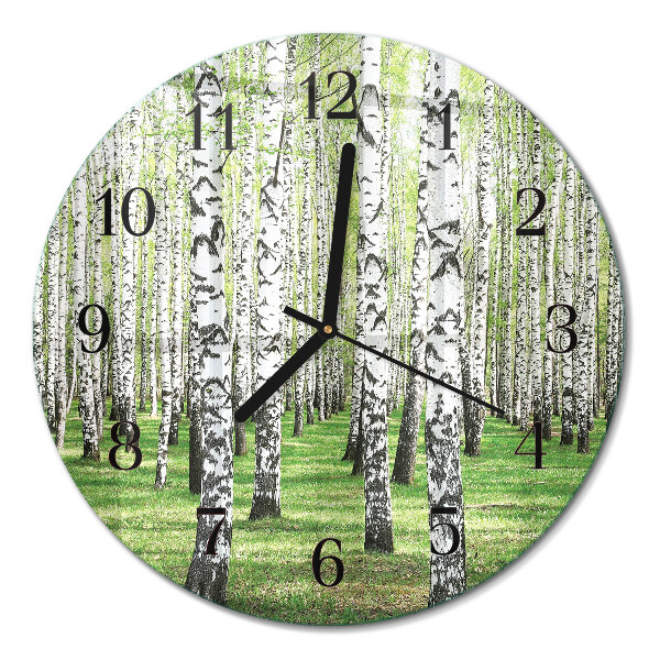 Wanduhr glas rund Birke