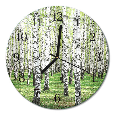 Wanduhr glas rund Birke