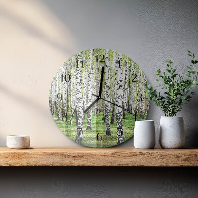 Wanduhr glas rund Birke