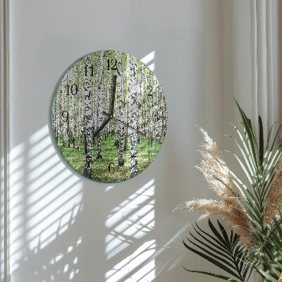 Wanduhr glas rund Birke