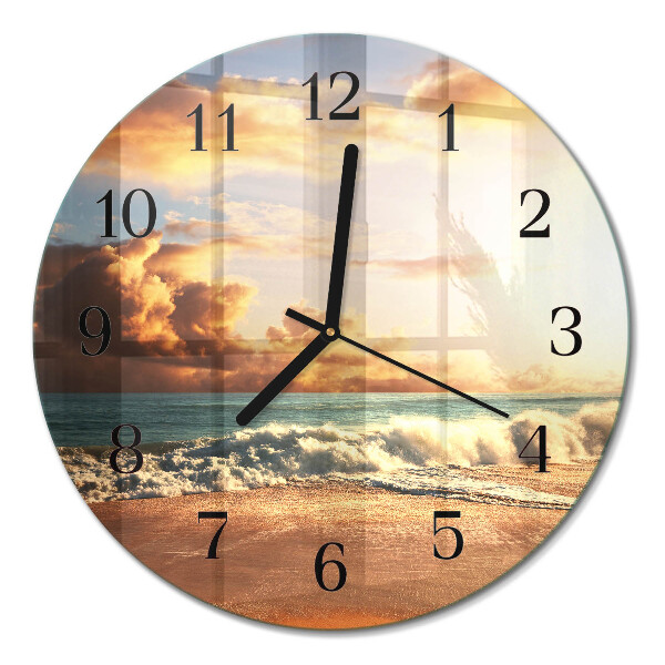 Glas wanduhr mit motiv rund Sandküste
