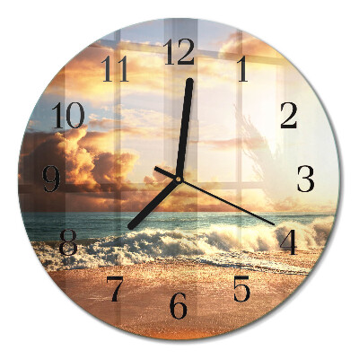 Glas wanduhr mit motiv rund Sandküste