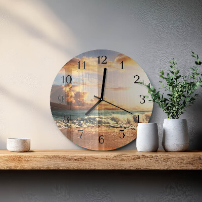 Glas wanduhr mit motiv rund Sandküste
