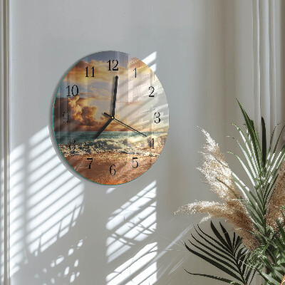 Glas wanduhr mit motiv rund Sandküste