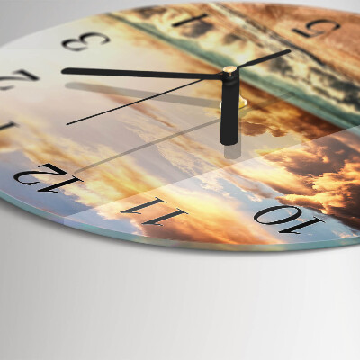 Glas wanduhr mit motiv rund Sandküste