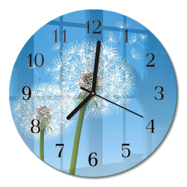 Wanduhr glas rund Löwenzahn