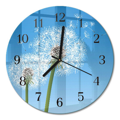 Wanduhr glas rund Löwenzahn