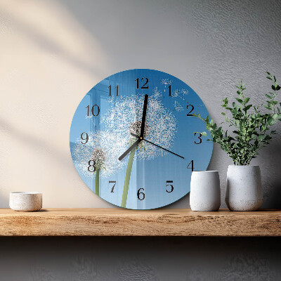 Wanduhr glas rund Löwenzahn