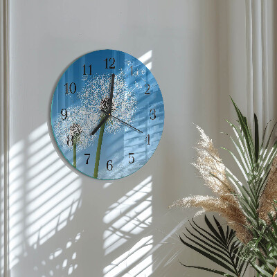 Wanduhr glas rund Löwenzahn