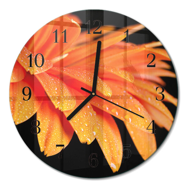 Wanduhr glas rund Gerbera