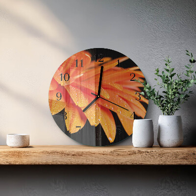 Wanduhr glas rund Gerbera