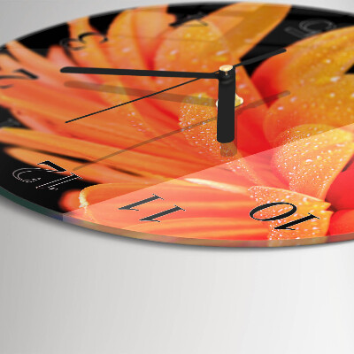 Wanduhr glas rund Gerbera