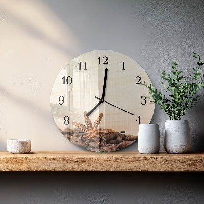 Runde wanduhr aus glas Kaffeebohnen