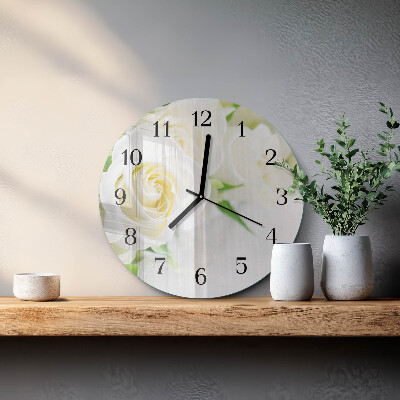 Runde wanduhr aus glas Rosen