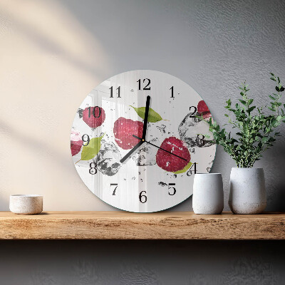 Glas wanduhr mit motiv rund Himbeeren