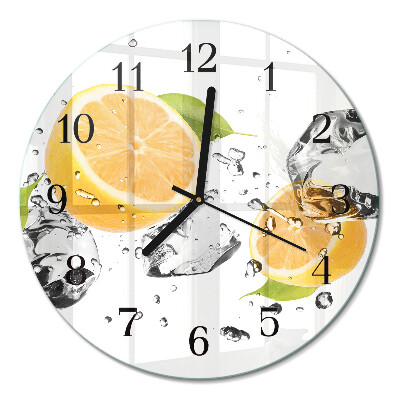 Wanduhr glas rund Zitrusfrüchte