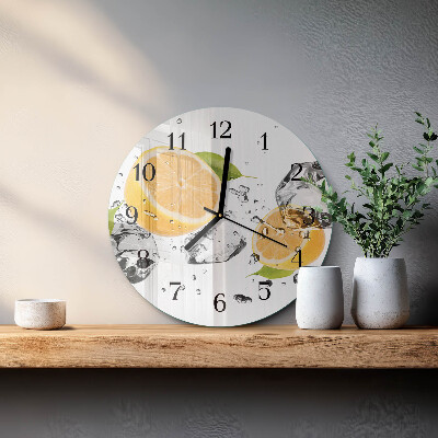 Wanduhr glas rund Zitrusfrüchte