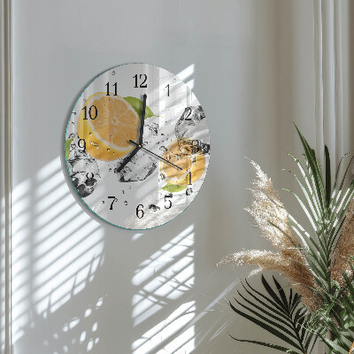 Wanduhr glas rund Zitrusfrüchte