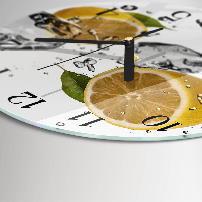 Wanduhr glas rund Zitrusfrüchte