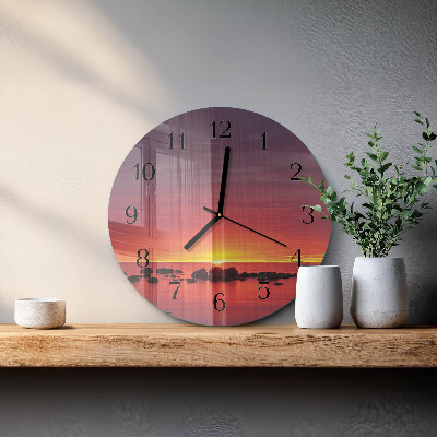 Glas wanduhr mit motiv rund Sonnenuntergang