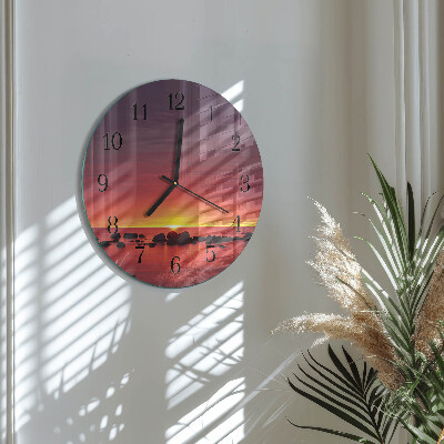 Glas wanduhr mit motiv rund Sonnenuntergang