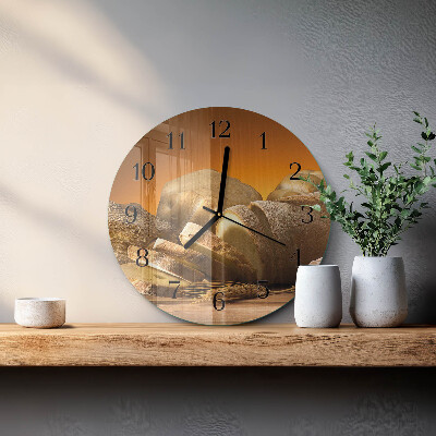 Wanduhr glas rund Brot