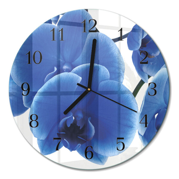 Glas wanduhr mit motiv rund Orchidee