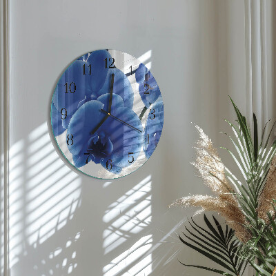 Glas wanduhr mit motiv rund Orchidee