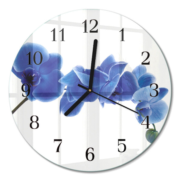 Wanduhr glas rund Orchidee