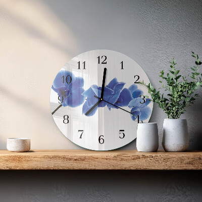 Wanduhr glas rund Orchidee
