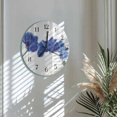 Wanduhr glas rund Orchidee