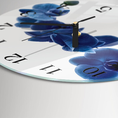 Wanduhr glas rund Orchidee