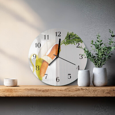 Glas wanduhr mit motiv rund Karotten und Bananen