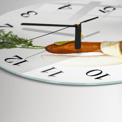 Glas wanduhr mit motiv rund Karotten und Bananen