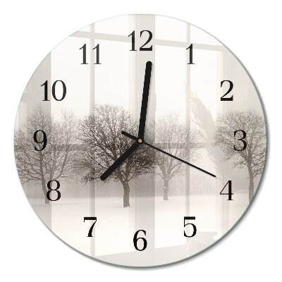 Wanduhr glas rund Winter