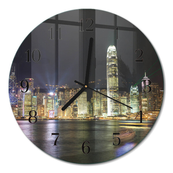 Runde wanduhr aus glas Horizont