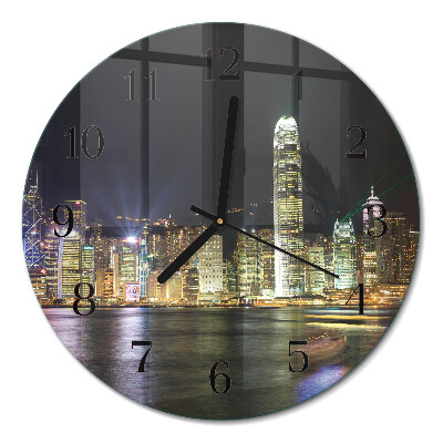 Runde wanduhr aus glas Horizont