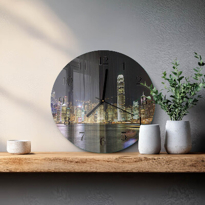 Runde wanduhr aus glas Horizont
