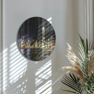 Runde wanduhr aus glas Horizont