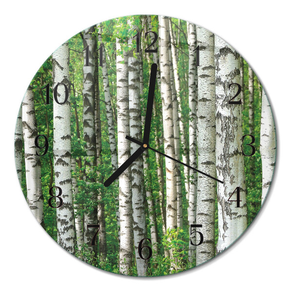 Wanduhr glas rund Birken