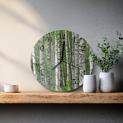 Wanduhr glas rund Birken