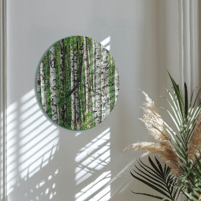 Wanduhr glas rund Birken