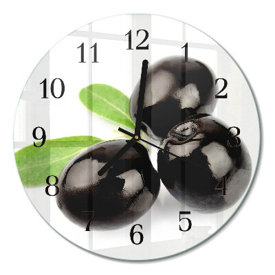 Glas wanduhr mit motiv rund Oliven
