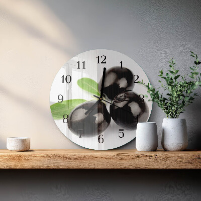 Glas wanduhr mit motiv rund Oliven